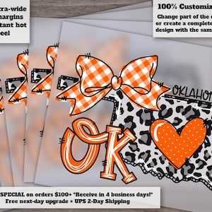 Oklahoma Doodle Art in Orange and Black - Ready-to-Press, Heat Transfer, DTF - Ideal for Faux Applique Crafts, CD Format