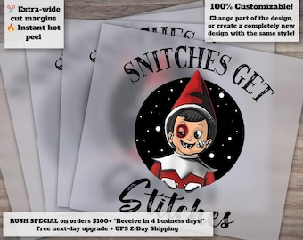 Christmas Elf Iron On Transfer, Christmas Iron On Decals, Funny Xmas Heat Transfer, Direct to Film DTF, DTF Transfer, Holiday DTF Print