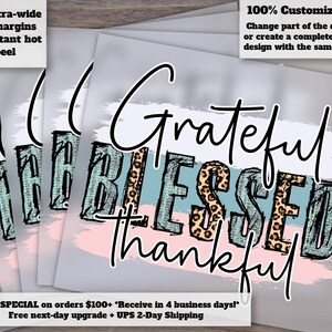 Religious Faith Design | Christian Quotes | Jesus Art | Grateful, Blessed, Thankful | Heat Transfer, Ready to Press, DTF | Etsy Shop Listing