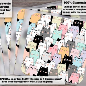 Adorable Multi-Colored Cat Coasters - 300 DPI Quality - Commercial Use - Heat Transfer and DTF Ready