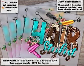 Western Hair Stylist Design | Hairdresser Heat Transfer | Hair Boss and Hair Hustler Ready to Press | DTG and DTF Compatible
