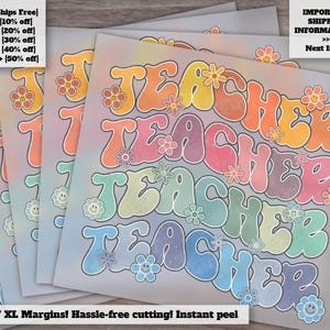 Ready to Press Teacher DTF Transfer, Heat Transfer, Groovy and Trendy Designs, Teacher Appreciation Gift, Hot Peel, Cute Style