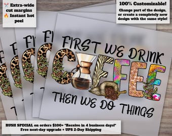 Ready to Press Custom Dtf Print, Western Design, Sublimation, Coffee, Leopard | Dtf Transfer, Screen Print Transfer