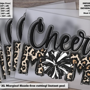 Cheer Mom Ready to Press Custom Leopard DTF Print Transfer for Cheerleading!