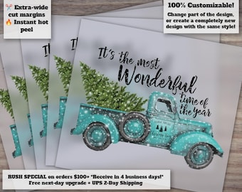 It's The Most Wonderful Time Of The Year, Dtf Transfer, Dtf, Old Truck Christmas Dtf, Christmas Digital Transfer Print, Christmas truck