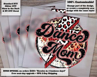 Dance Mom Lightning Bolt Red DTF Transfer | Ready to Press Heat Transfer for Shirts and Apparel