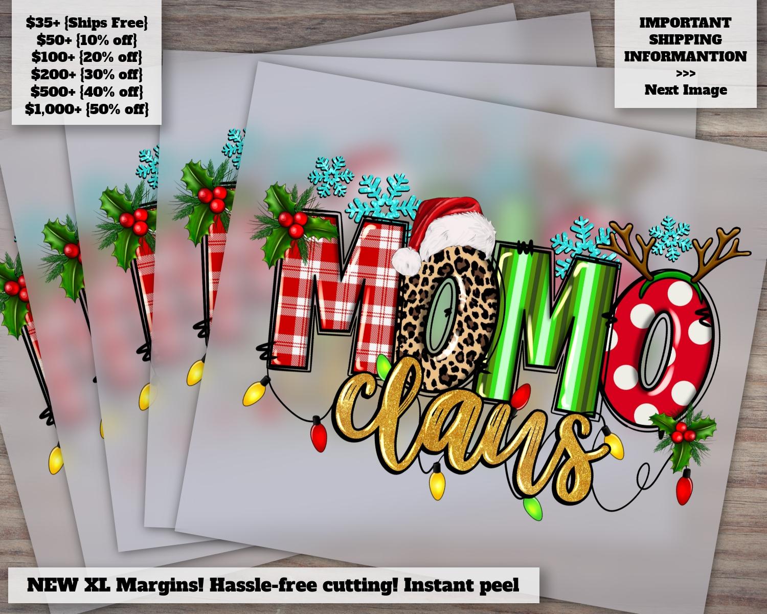 Momo Claus Christmas Design | Merry Christmas and Happy New Year | Ready to Press Heat Transfer and DTF Design