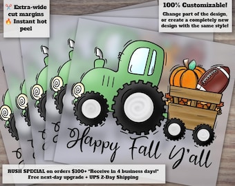 Fall Tractor and Kids Autumn Designs, Thanksgiving and Football Prints, Ready to Press Heat Transfers, DTF