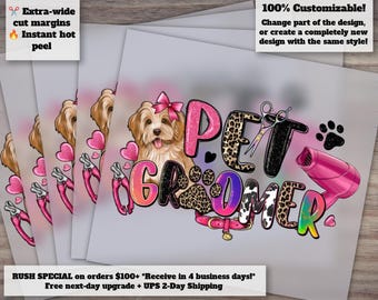 Western Dog Love Pet Groomer Design, Ready to Press Heat Transfer, DTF, Ideal for Grooming Business