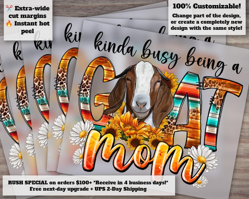 Goat Mom Design - Perfect for Heat Transfer and DTF, Ideal for DIY Mom Projects - Ready to Press image 1