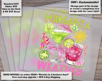 Summer Margarita Weather Preppy Brushstroke Heat Transfer for Shirts