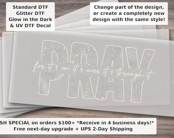 Pray For It Minimal Christian Flower Quote Heat Transfer