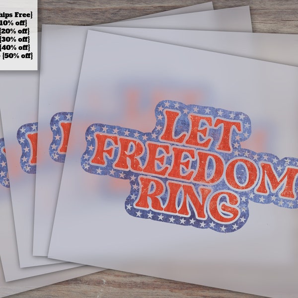 Freedom Ring 4th of July Theme | Retro Western Shirt Designs, Ready-to-Press Heat Transfer and DTF Patterns