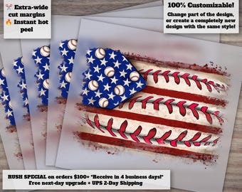4th of July Baseball American Flag Design, Independence Day Heat Transfer, DTF Ready to Press