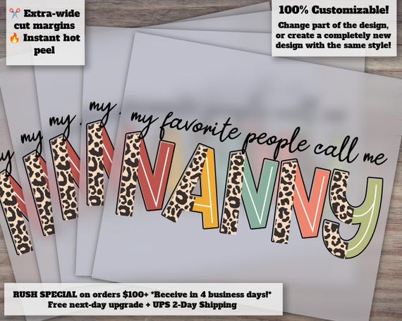 Nanny Heat Transfer Designs, Ready-to-Press DTF, Ideal for Printing, My Favorite People Call Me Nanny, Download and Print