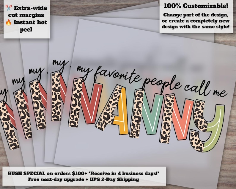 Nanny Heat Transfer Designs, Ready-to-Press DTF, Ideal for Printing, My Favorite People Call Me Nanny, Download and Print image 1