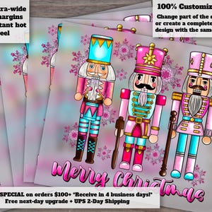 Nutcracker Friends Pink Christmas Design | Heat Transfer and DTF Ready | Nuts About Christmas | Festive Nutcracker Art