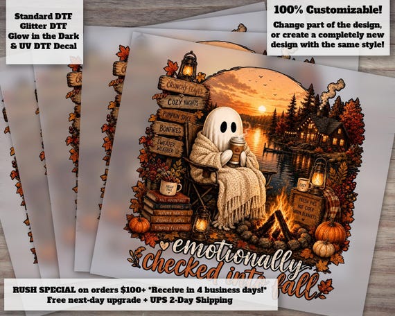 Summerween Ghost DTF Transfer - Mentally I Am Here Funny Halloween and Fall Ready to Press Heat Transfer