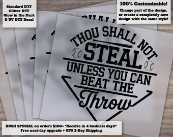Thou Shall Not Steal Baseball Heat Transfer Game Day Design