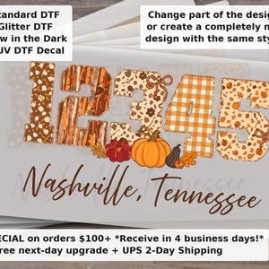 Small Town Fall Zip Code DTF Transfer Coquette Bow Thanksgiving Monogram Hometown Holiday Vibes Custom