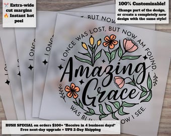 Amazing Grace Christian DTF Heat Transfer Floral Faith Jesus Design