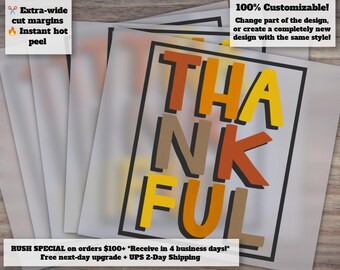Thankful and Funny Quotes Fall Designs - Autumn, Thanksgiving Ready-to-Press Heat Transfer for Cricut and Vinyl, DTF