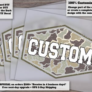 Personalized Vintage Camouflage Name Heat Transfer DTF