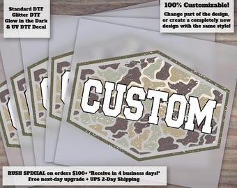 Personalized Vintage Camouflage Name Heat Transfer DTF
