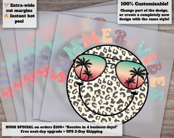 Summer Vibes Retro Heat Transfer Design, Vintage Summer Ready to Press, DTF - Ideal for Sublimation and Print