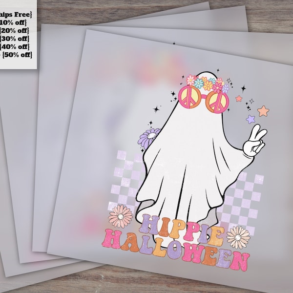 Groovy Ghost Halloween DTF Heat Transfer Print | Ready-to-Press Fall Design | Cute Ghost, Girl Costume Theme | DTF Transfers