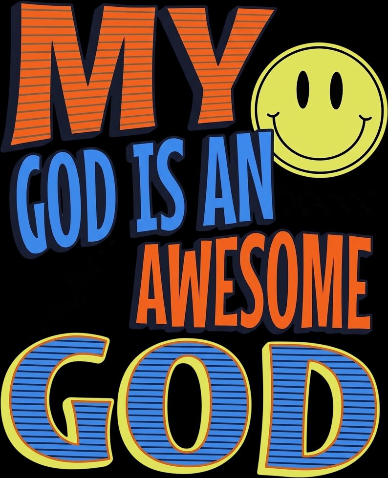 Awesome God Ready to Press DTF Transfer | Trendy Faith Kids Jesus Bible Verse Heat Transfer image 4