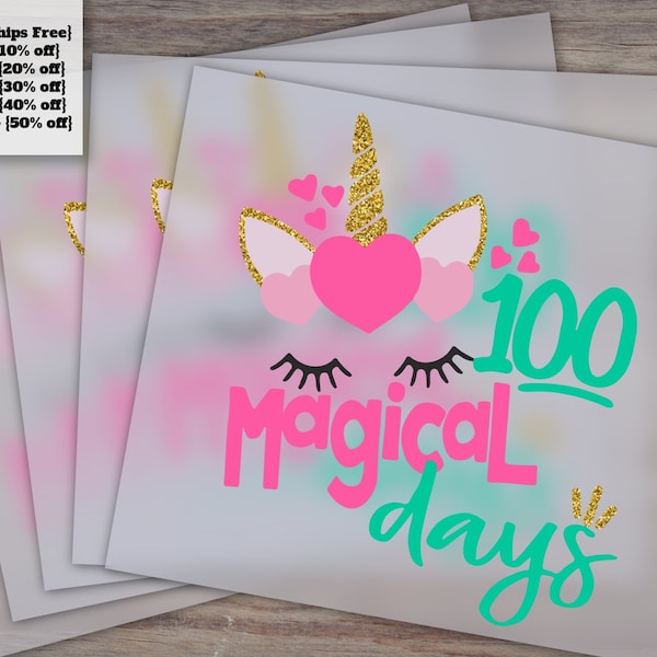 100 Days DTF Shirt for Girls | Unicorn and Magical School Shortsandlemons | Custom Screen Print Transfer and Cutter | 100th Day of School