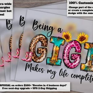 Complete Life as Gigi Heat Transfer Design, Ready-to-Press and DTF - Optimized for Etsy Shop Listing.