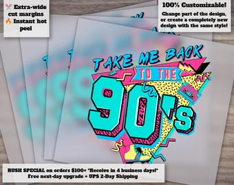 Retro '90s Design - Heat Transfer Ready for T-Shirts, Mugs, Bags - DTF, 1990s-themed Sublimation