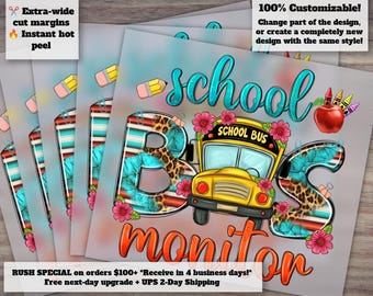 Back to School Heat Transfer, DTF-Ready Bus Monitor Design, Western School Bus Press