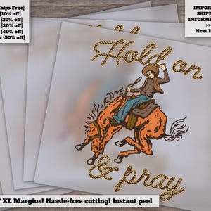 Western Rodeo Cowboy Design | Country Heat Transfer, DTF Designs, Ready to Press, Rodeo-inspired Art