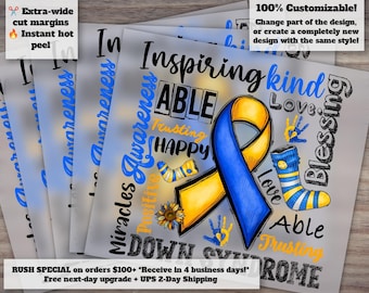 Down Syndrome Awareness Heat Transfer Design, Warrior Graphic for Press, DTF, World Down Syndrome Day