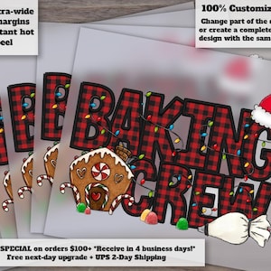 Christmas Baking Crew Faux Embroidery | Cookie Crew and Gingerbread Design for Heat Transfer and DTF | Holiday Bakers Gift image 1