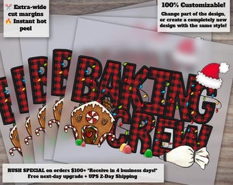 Christmas Baking Crew Faux Embroidery | Cookie Crew and Gingerbread Design for Heat Transfer and DTF | Holiday Bakers Gift