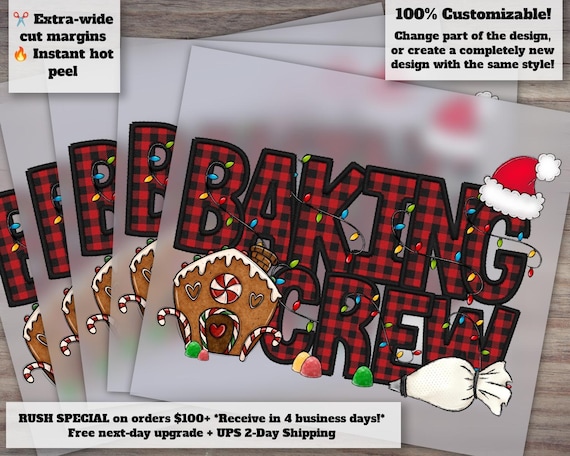 Christmas Baking Crew Faux Embroidery | Cookie Crew and Gingerbread Design for Heat Transfer and DTF | Holiday Bakers Gift