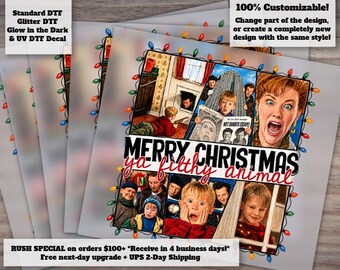 Retro Christmas DTF Transfer | Vintage Movie Characters Ready to Press Holiday Iron On