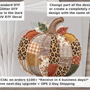 Faux Patchwork Pumpkin DTF Transfer | Fall Autumn Faux Applique Ready to Press Heat Transfer