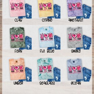Breast Cancer Awareness Heat Transfer DTF Design, Pink Ribbon Ready to Press, Peace Love Cure Support Design image 7