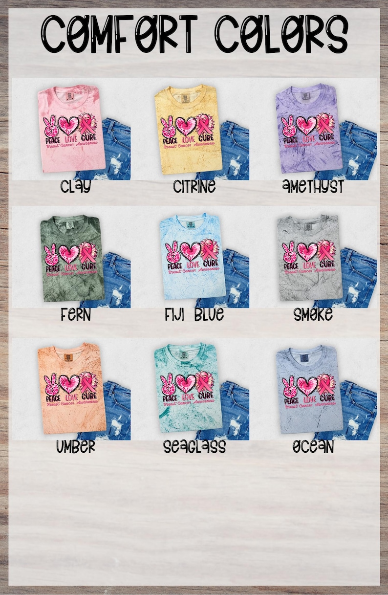 Breast Cancer Awareness Heat Transfer DTF Design, Pink Ribbon Ready to Press, Peace Love Cure Support Design image 7
