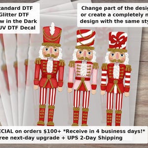 Candy Cane Nutcrackers , Christmas , Hand-Painted Design, and DTF, Holiday Boutique Shirt DTF Transfer Ready to Press