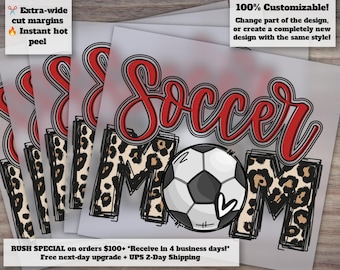 Custom Soccer Mom Red DTF Print Transfer Ready to Press