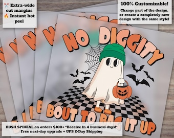 Cute Ghost Halloween DTF Transfers - Kids Trendy DTF Prints, Ready to Press Heat Transfers, Halloween DTF