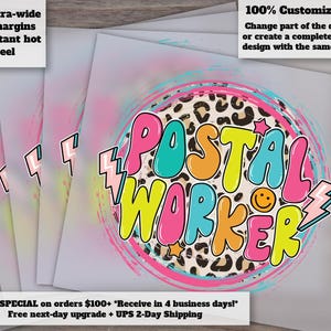 Leopard Lightning Design for Postal Workers, Ready-to-Press Heat Transfer, DTF, Ideal for Sublimation