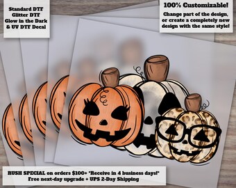 Leopard Print Pumpkins DTF Heat Transfer for Fall and Halloween