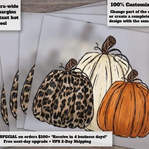 Thanksgiving Heat Transfer Design - Fall Pumpkins, Ready to Press, DTF, Transparent, for Etsy Shop Listings